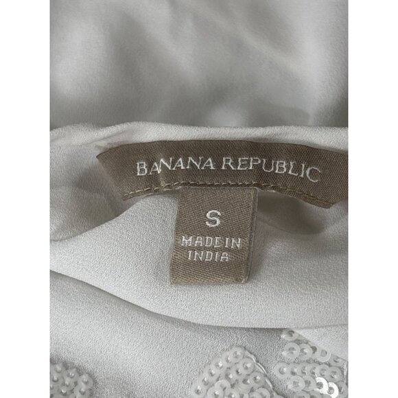 Banana Republic Embroidered White Tank Top Size S Polyester Womens - Picture 5 of 11